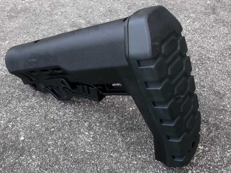 Rubber Buttpad View on The Black Polymer Collapsible Tactical Rifle Buttstock