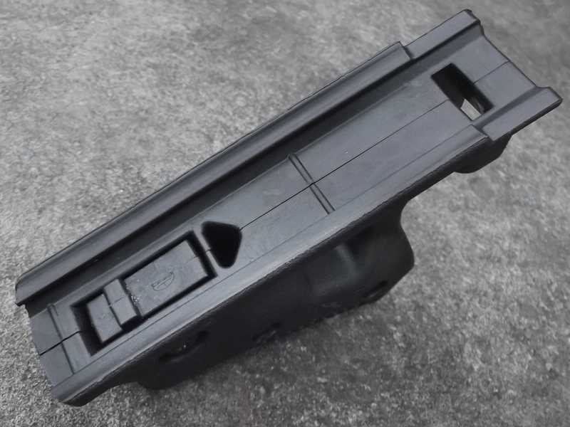 Rail Fitting View of The Black Polymer Triangular Rifle Rail Front Grip