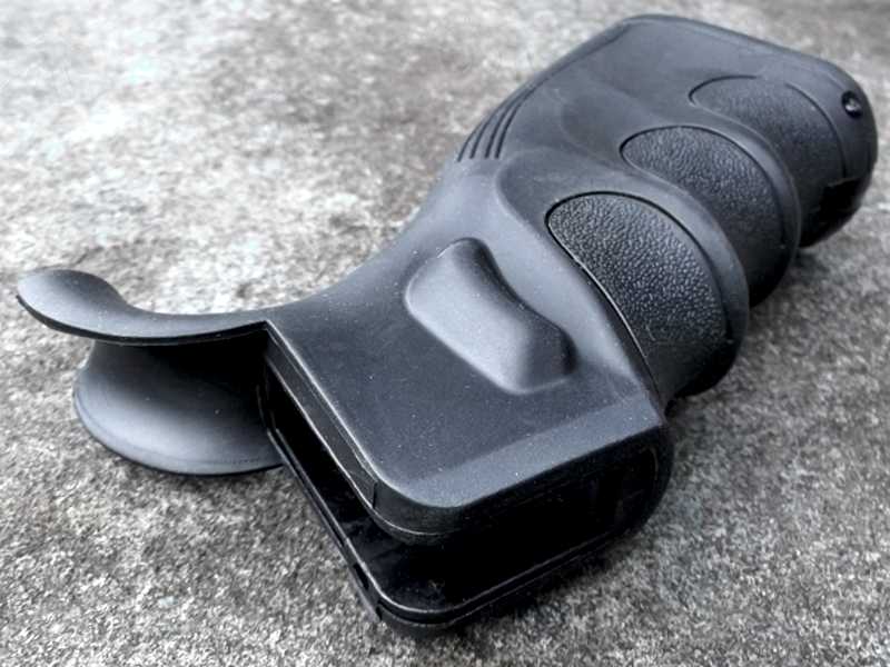 Fitted End View of The Tac Rifle Black Polymer Pistol Grip with a Oversized Finger Groove Design