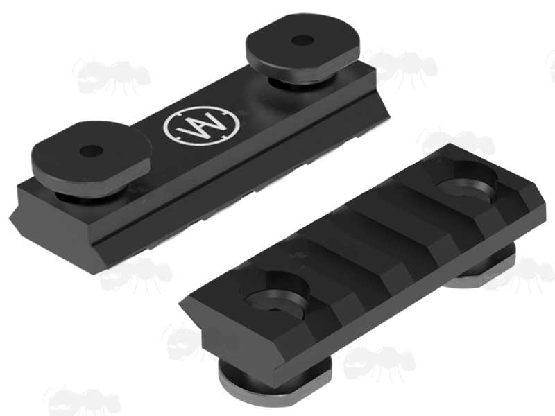 Top and Base Fitting View of The AirMaks Arms UIT T-Slot to Picatinny Rail Adapter with Five Slots