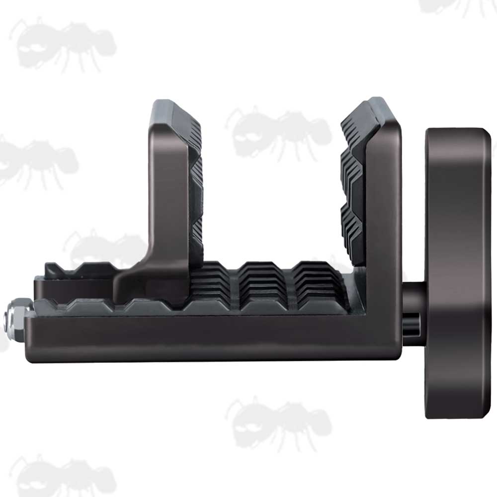 Black Finished Metal Rifle Tripod Fitting Saddle Mount Rest for 1/4-20 and 3/8-16 Threaded Rifle Shooting Sticks, Bipod or Tripods