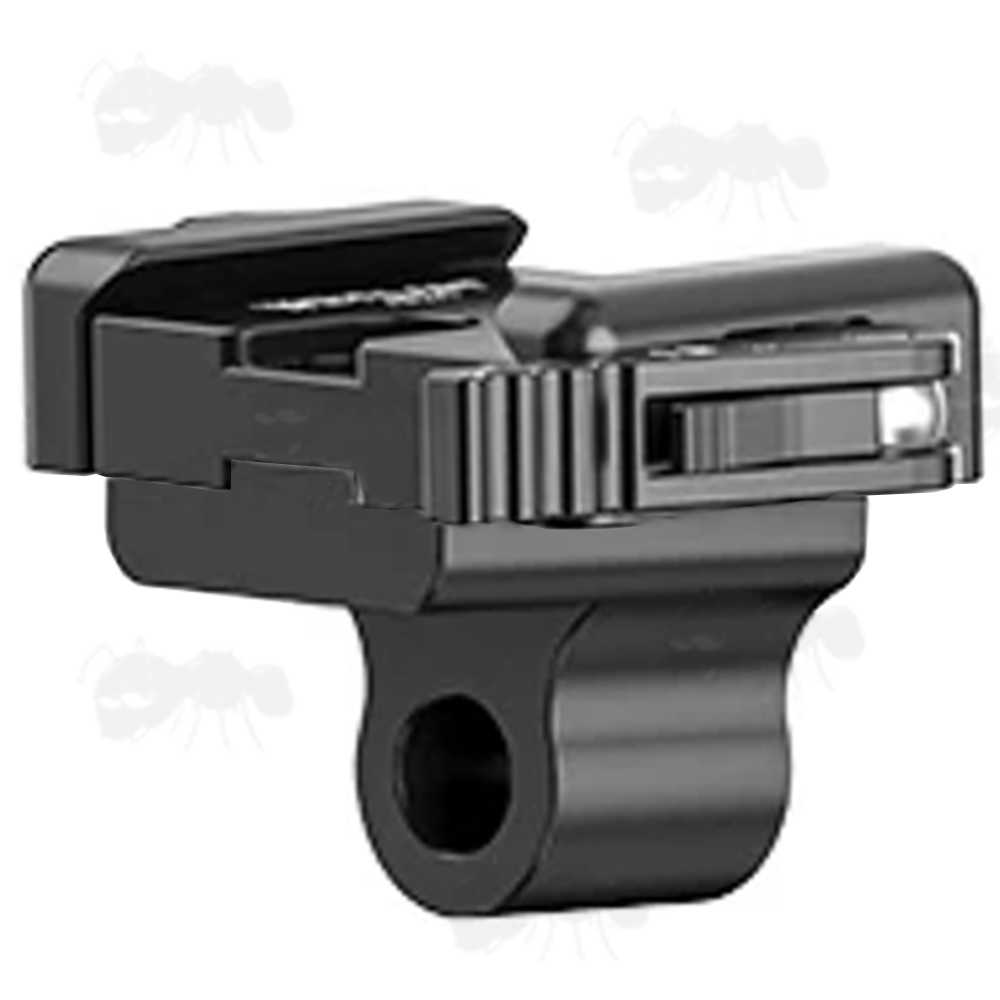 Black Anodised Aluminium ARCA-Swiss Rail to 17S Adapter with Harris Housing and Quick-Release Lever