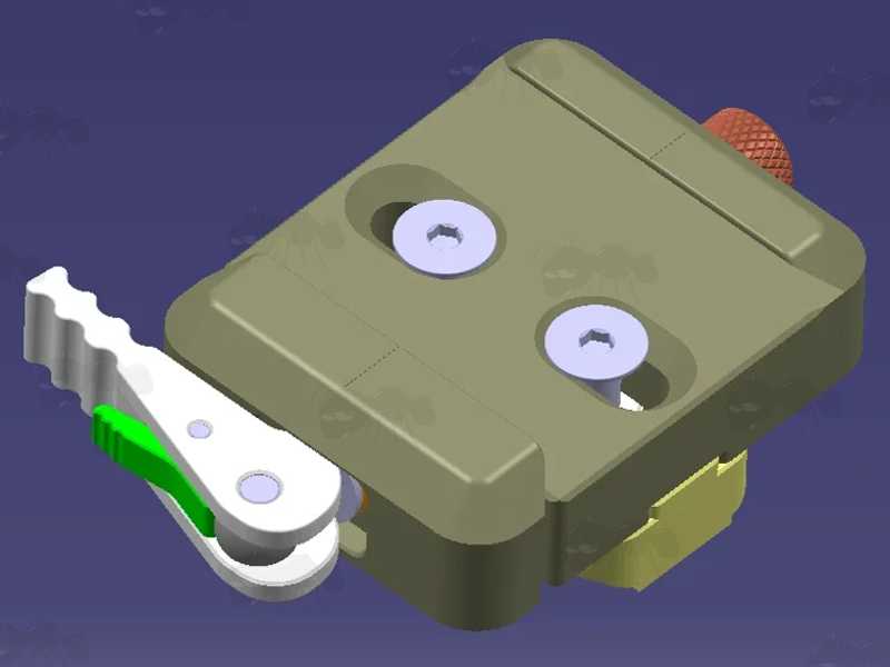 Top View of The ARCA-Swiss Rail to 17S Adapter with QD Bipod / Sling Swivel Stud, and Quick-Release Lever