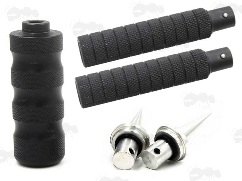 Spike Feet, Hand Grip and Legs Extension Accessories for The 360 Degree Rotating Bipod for 1913 Style Picatinny Rails M8