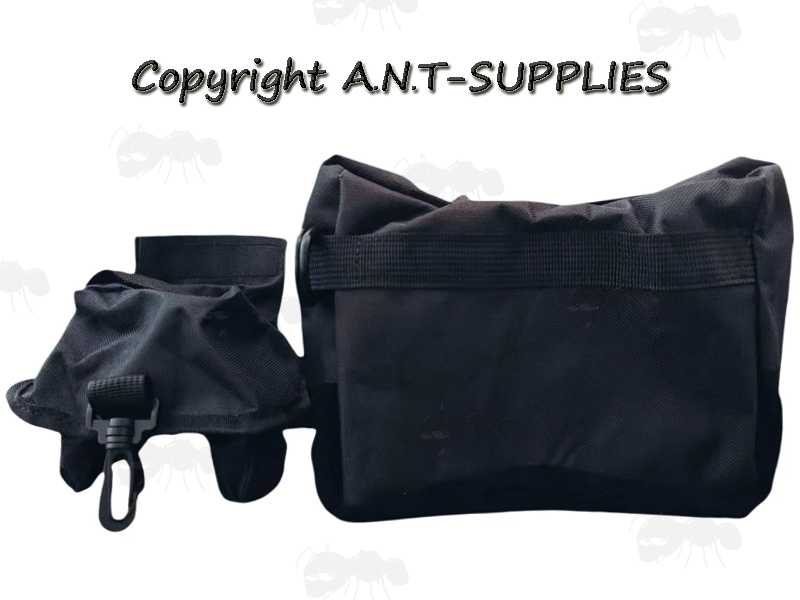 Black Canvas Front and Rear Combo Rifle Rest Shooting Bags