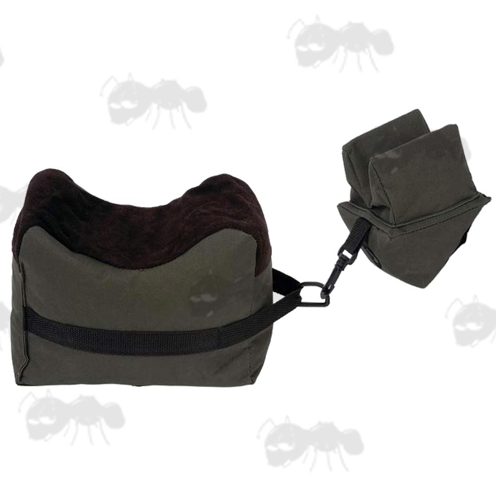 Dark Green Polyester Canvas Front and Rear Combo Gun Rest Shooting Bags
