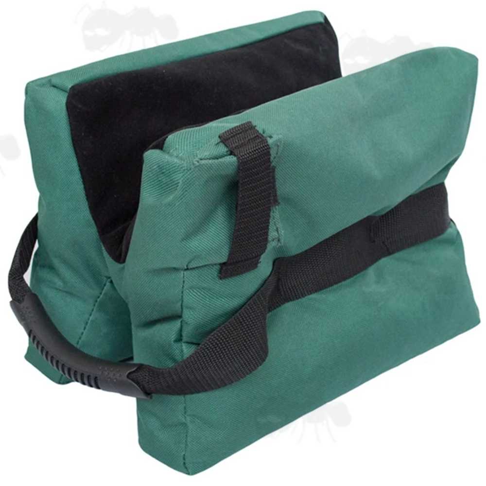 Teal Green Polyester Canvas and Black Suede Big H Shooting Bag Rest