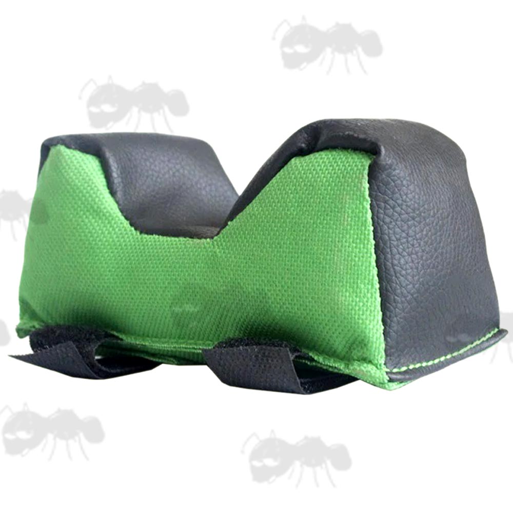 Green Polyester Canvas and Black Leather Effect Front Gun Rest Support Sand Bag