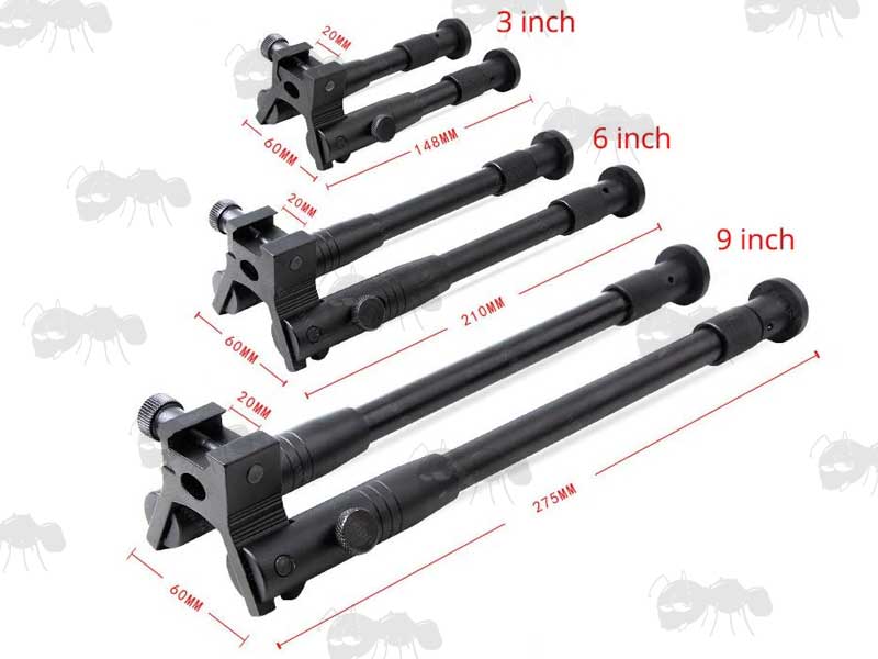Short, Standard and Long Weaver / Picatinny Rail Fitting Bipods