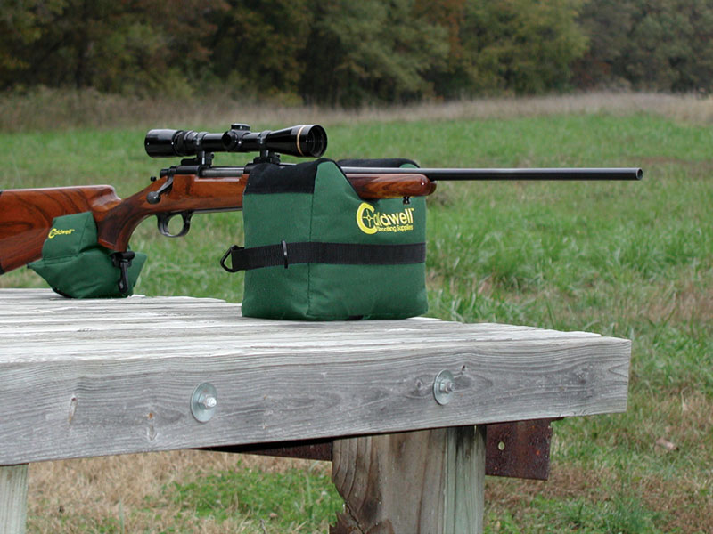 Caldwell Front and Rear Shooting Rest Green Bags in Use