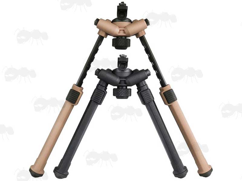 One Piece Design Rifle Bipod for M-Lok Handguards in Black and Black and Dark Earth