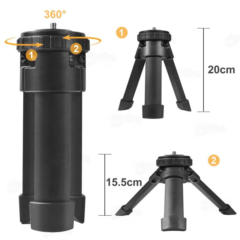 Low and High Settings View of The Compact Black Metal Tripod Benchrest Shooting Quick Stick with Removable V Notch Rest
