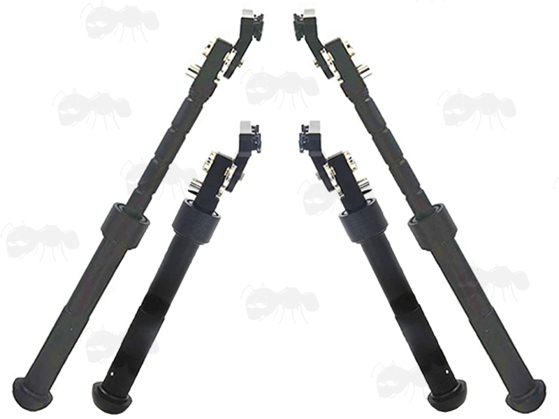 Standard and Extended Height View on The Two Piece Design Rifle Bipod for M-Lok Handguards