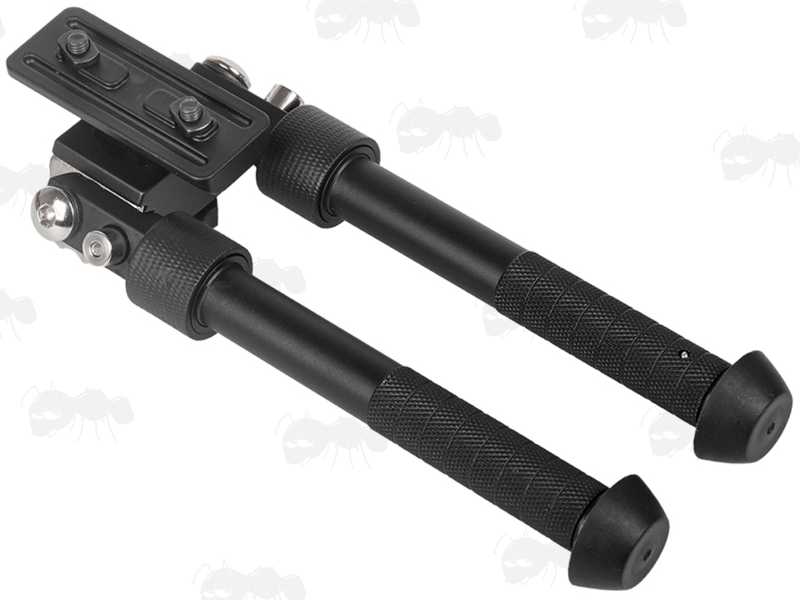 Head Fitting View of The One Piece Design Metal Rifle Bipod for M-Lok Handguards, In Folded In Position