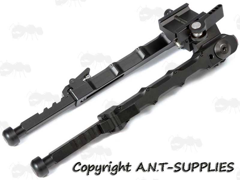 Legs Extended on The Picatinny Rail Fitting Rifle Bipod with Quick Attach / Detach Tilting Head