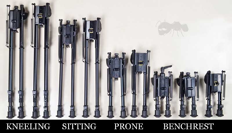 Telescopic Leg Rifle Bipod Range of Lengths