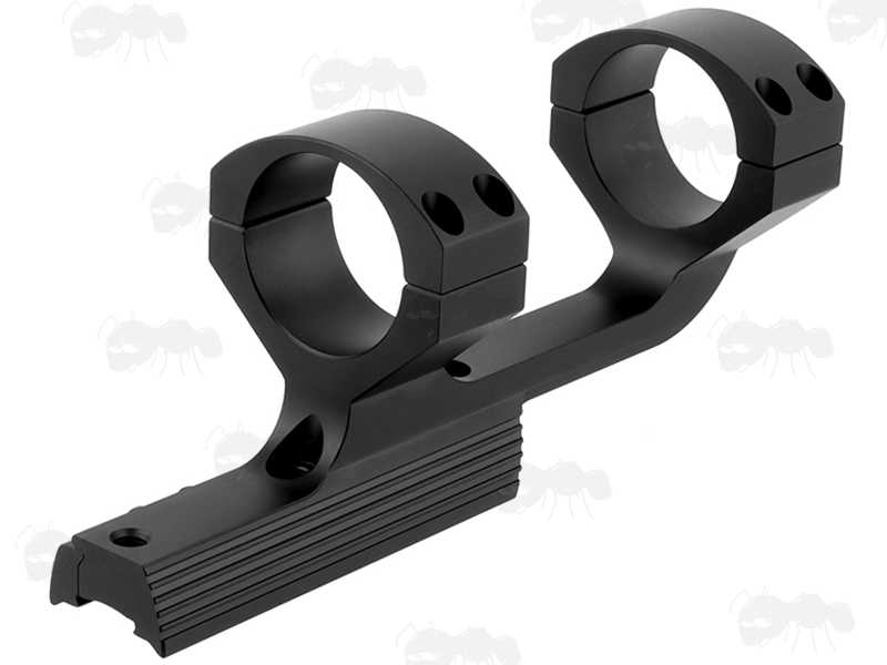 Extended Reach One Piece Dovetail Rail Scope Mount for 30mm Scope Tubes, with Three Scope Creep Stopper Grub Screw Pins