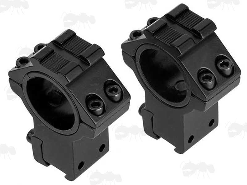 Rambo Extra High-Profile Double Clamped 30mm Scope Ring for Dovetail Rails with Rail Head