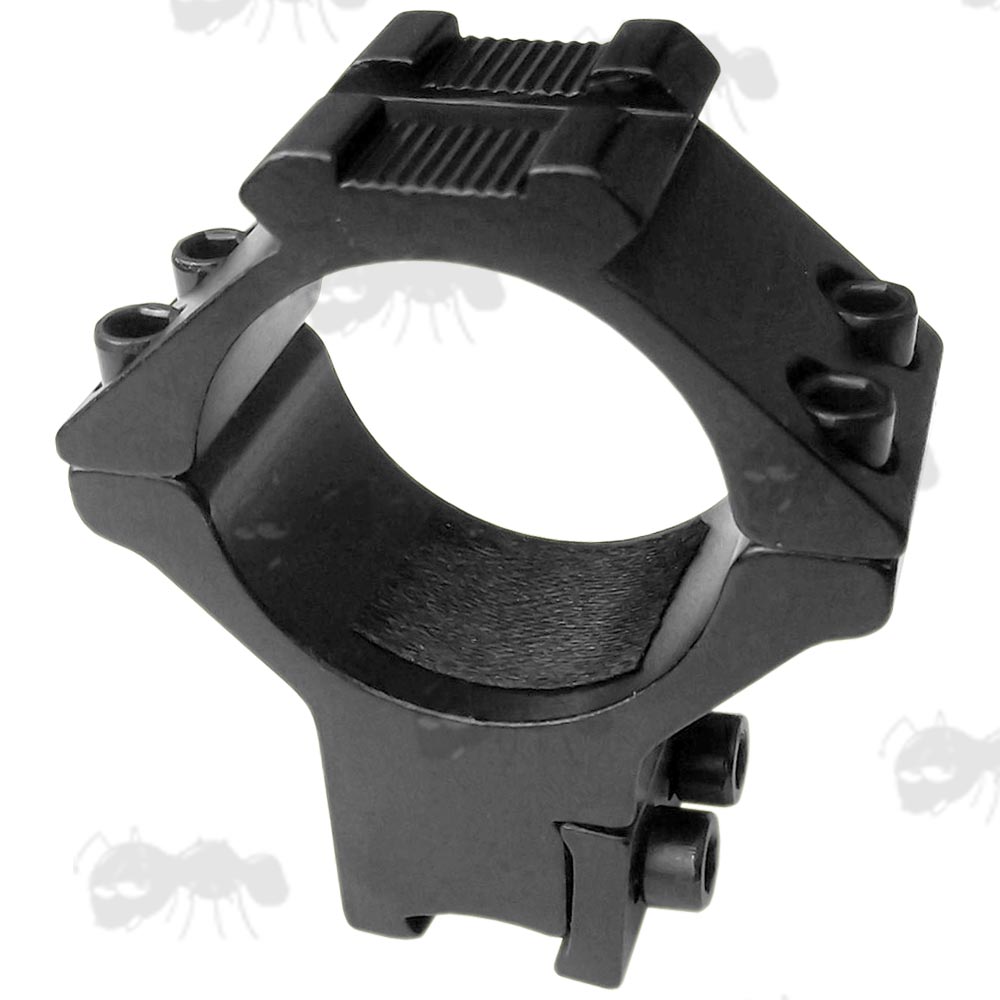 Rambo High-Profile Double Clamped 30mm Scope Ring for Dovetail Rails with Rail Head