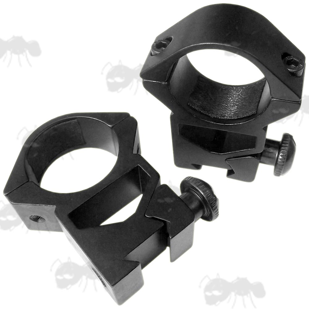 Standard High Profile 25mm Scope Ring Mounts with Thumbscrews