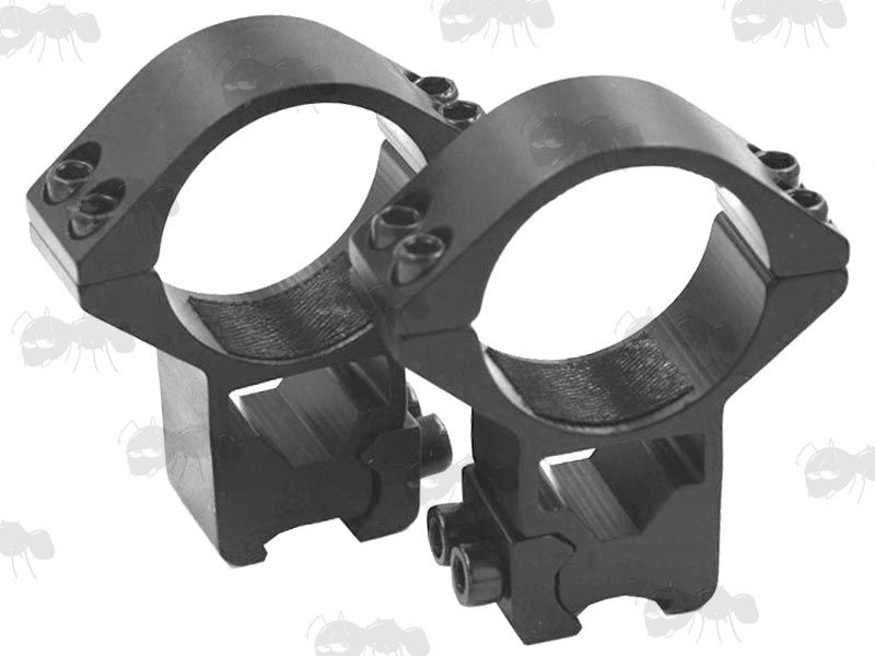 Pair Of High-Profile See-Through Design Double Clamped 30mm Scope Rings for 9.5-11.5mm Dovetail Rails