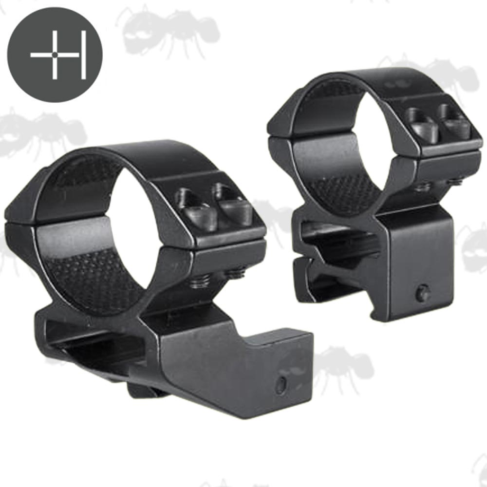 Pair of Hawke One Inch Extension Ring Mounts for Weaver Rails, High Profile Design for 30mm Diameter Scope Tubes, Model 22 126