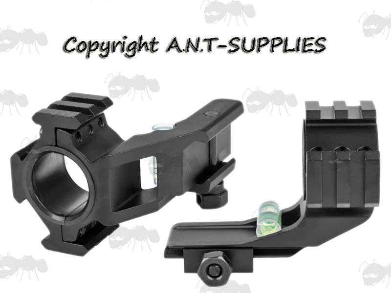 One Piece Forward Reach 25mm and 30mm Scope Ring Mounts for Weaver / Picatinny Rails With Tri-Rail Accessory Ring Caps