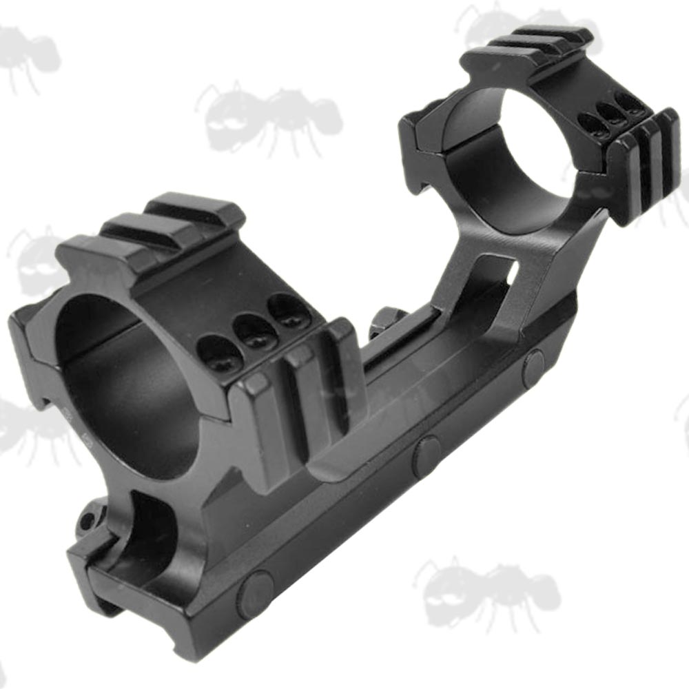 0MOA One Piece Triple Clamped 35mm Scope Rings Mount for Weaver / Picatinny Rails with Fixed Bolts and Tri-Accessory Rails