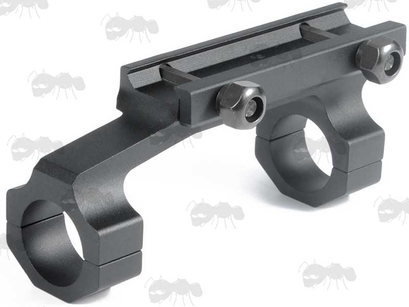 Base View Of The Short Length AR-15 OP Offset Picatinny Flat Top Scope Mount With 25mm Rings