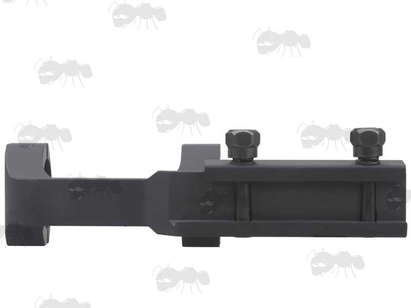 Base View Of The Extra Long Length AR-15 OP Offset Picatinny Flat Top Scope Mount With 30mm Rings