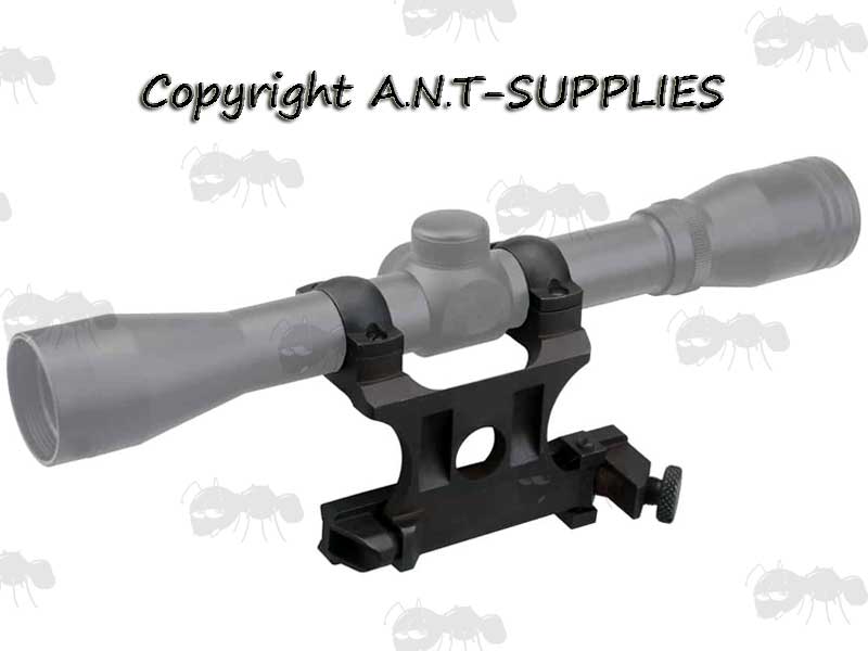 Mosin Nagant Steel Side Mount Scope Rings Fitted To Rifle Scope