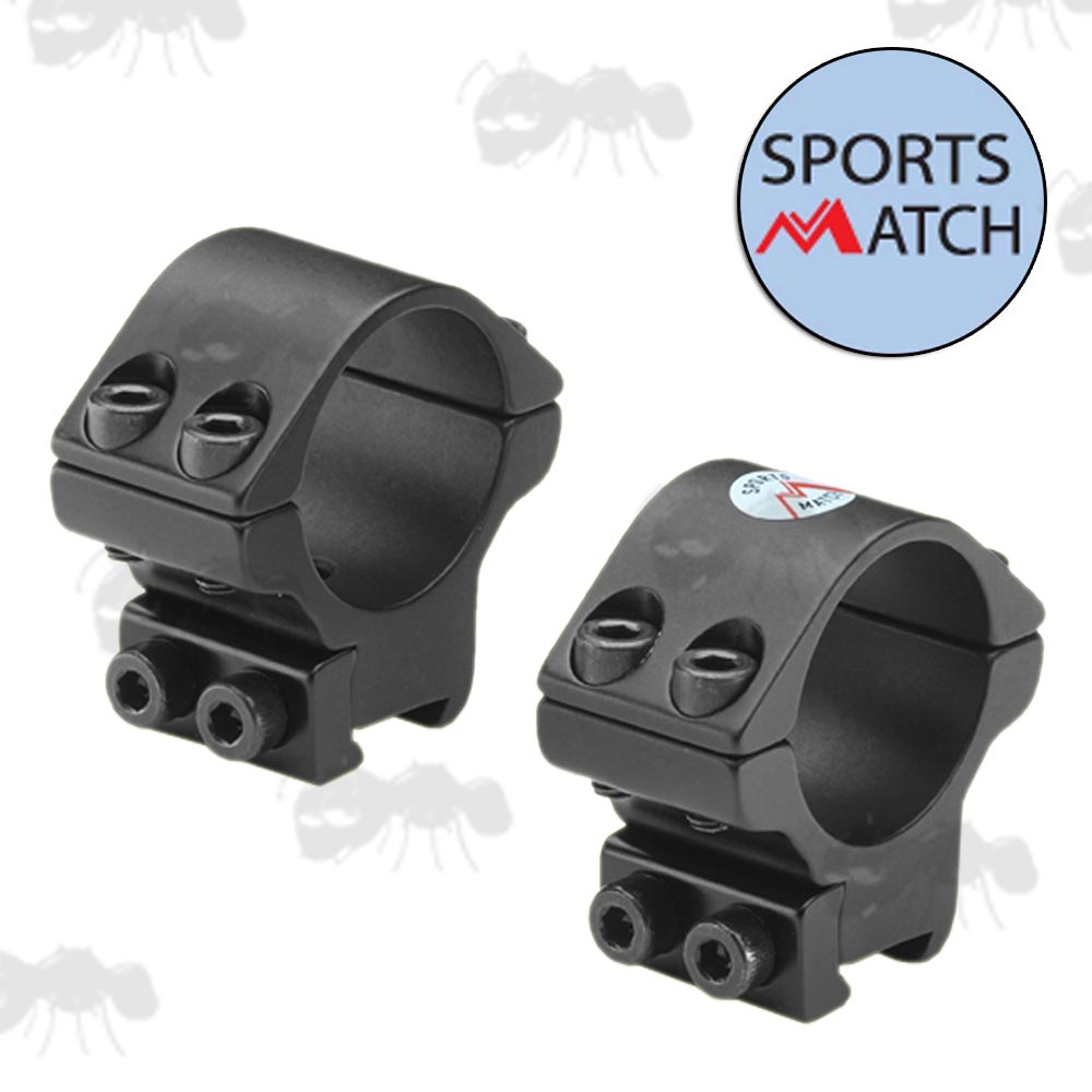 LTO31C Sportsmatch 9.5-10.5mm Dovetail Low Height 25mm Diameter Scope Rings with Arrestor Pin
