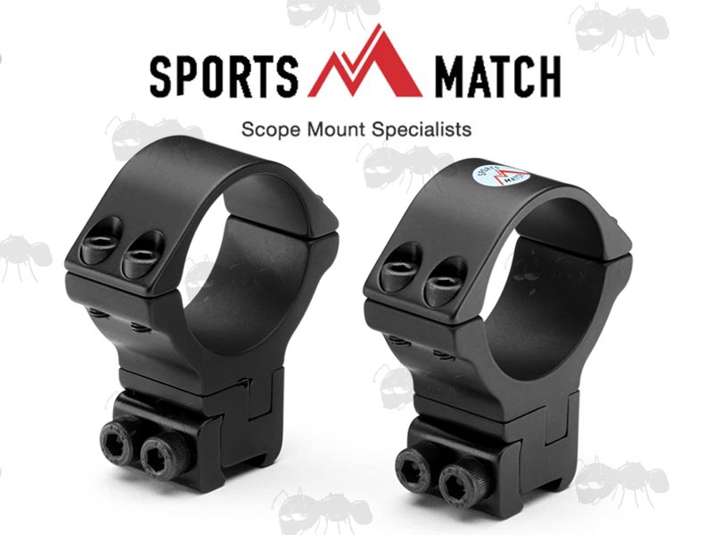 ATP34 Sportsmatch Dovetail Rail Two Piece Fully Adjustable High Profile 34mm Diameter Scope Rings