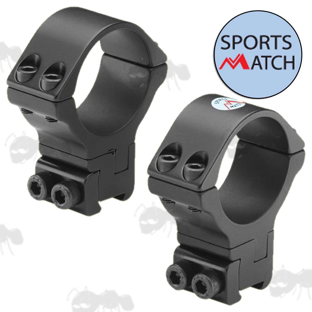 ATP34 Sportsmatch Dovetail Rail Two Piece Fully Adjustable High Profile 34mm Diameter Scope Rings