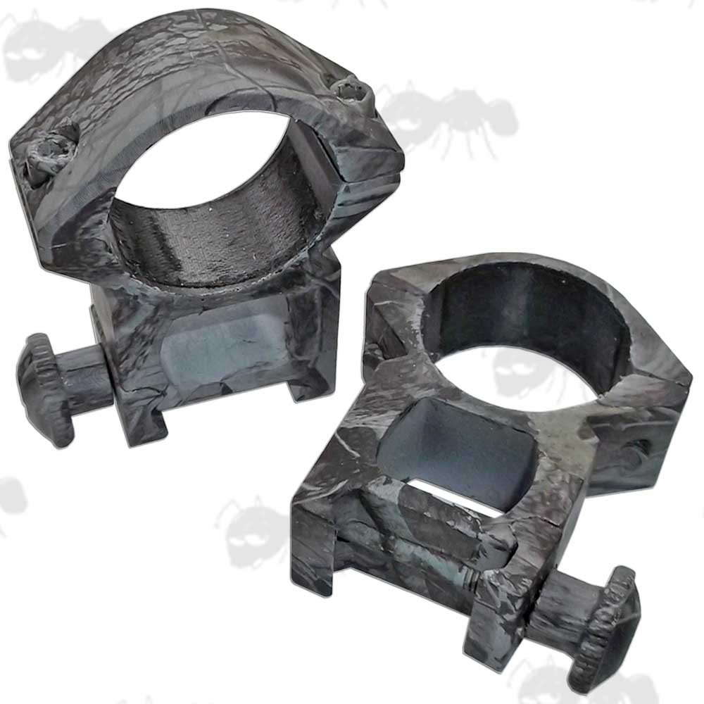 Pair of See-Thru Design High Profile Camo 25mm Scope Rings for Weaver Rails
