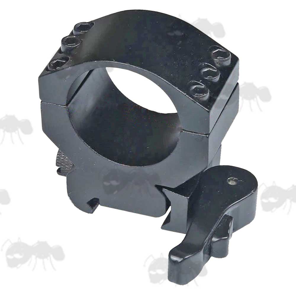 Medium-Profile Triple Clamped 30mm Scope Ring for Weaver / Picatinny Rails with Quick-Release Clamp Lever