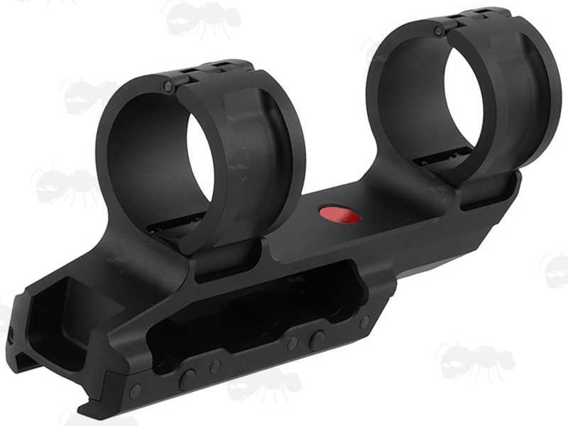 Picatinny Rail Fitting One Piece Design Low-Power Variable Optic Scope Mount with Hinged 30mm Diameter Rings and Levelling Set Screw in the Base