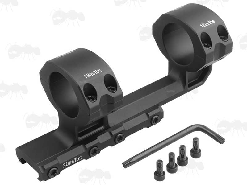 20MOA High-Profile Double Clamped 30mm Scope Ring One Piece Mount for Picatinny Rails, with Fittings