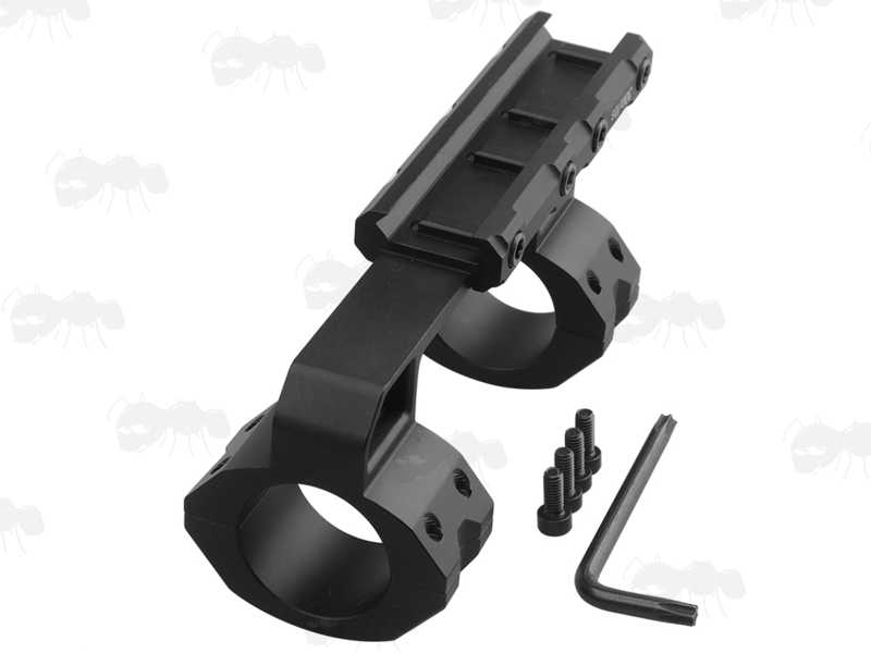 Base Rail Fitting View of The 20MOA High-Profile Double Clamped 34mm Scope Ring One Piece Mount for Picatinny Rails
