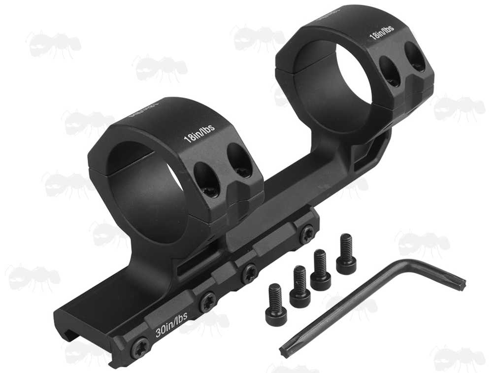 20MOA High-Profile Double Clamped 34mm Scope Ring One Piece Mount for Picatinny Rails, with Fittings
