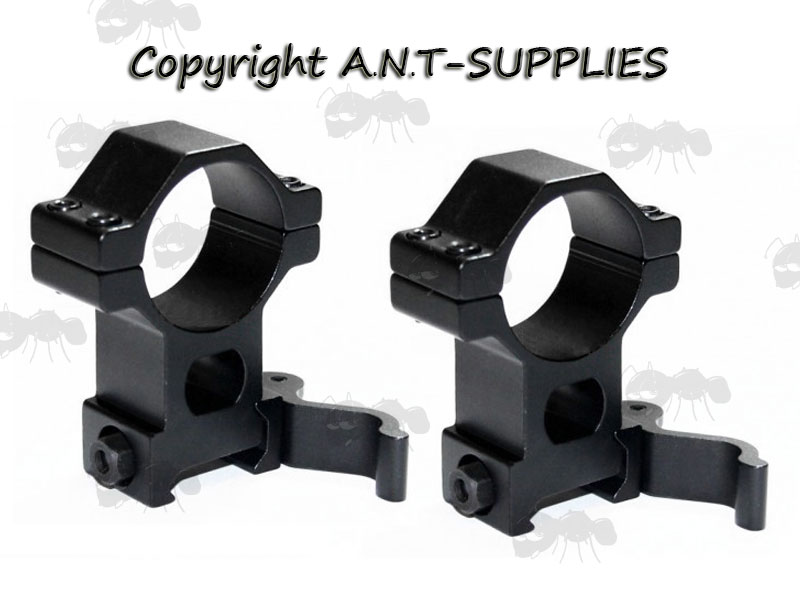 Throw-Lever Quick-Release Rifle Scope Ring Mounts for Weaver / Picatinny Rails with See-Through Channels