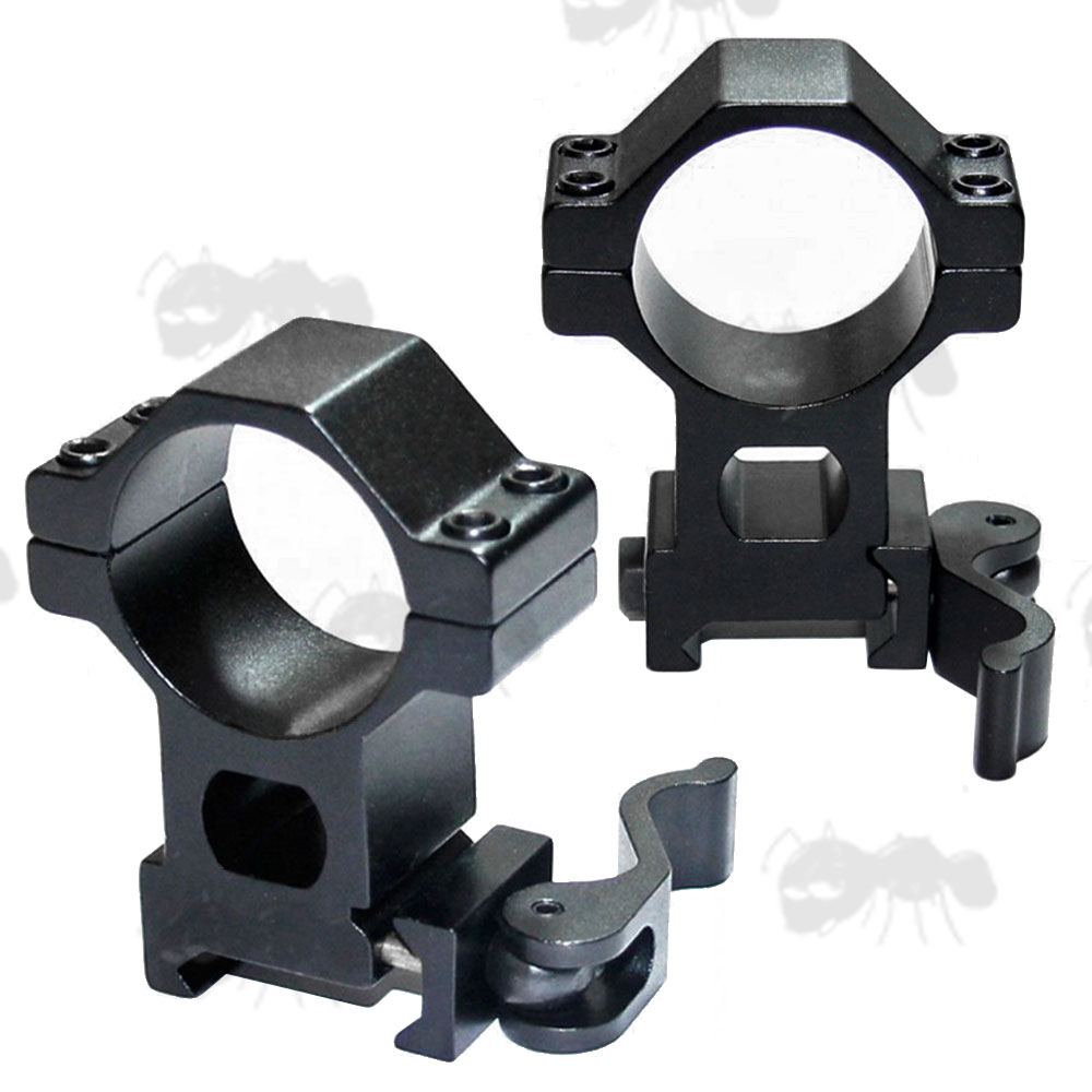 Throw-Lever Quick-Release 30mm Rifle Scope Ring Mounts for Weaver / Picatinny Rails