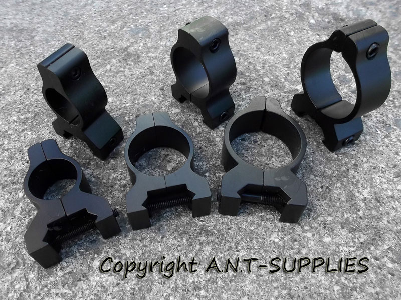 Low-Profile Vertical Split 19mm, 25mm and 30mm Scope Ring Mounts for Weaver / Picatinny Rails
