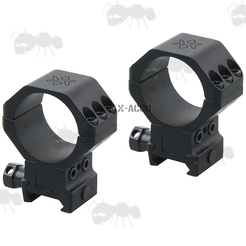 Triple Clamped X-Accu Weaver / Picatinny Scope Mounts with Adjustable Elevation 34mm Diameter Rings