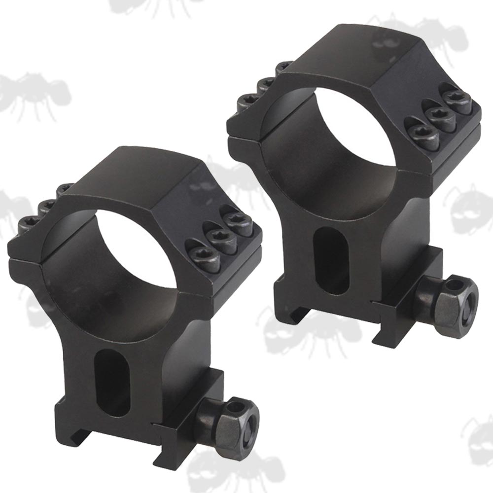 All Black High-Profile Pair of Tactical X Accu Picatinny 30mm Diameter Scope Rings