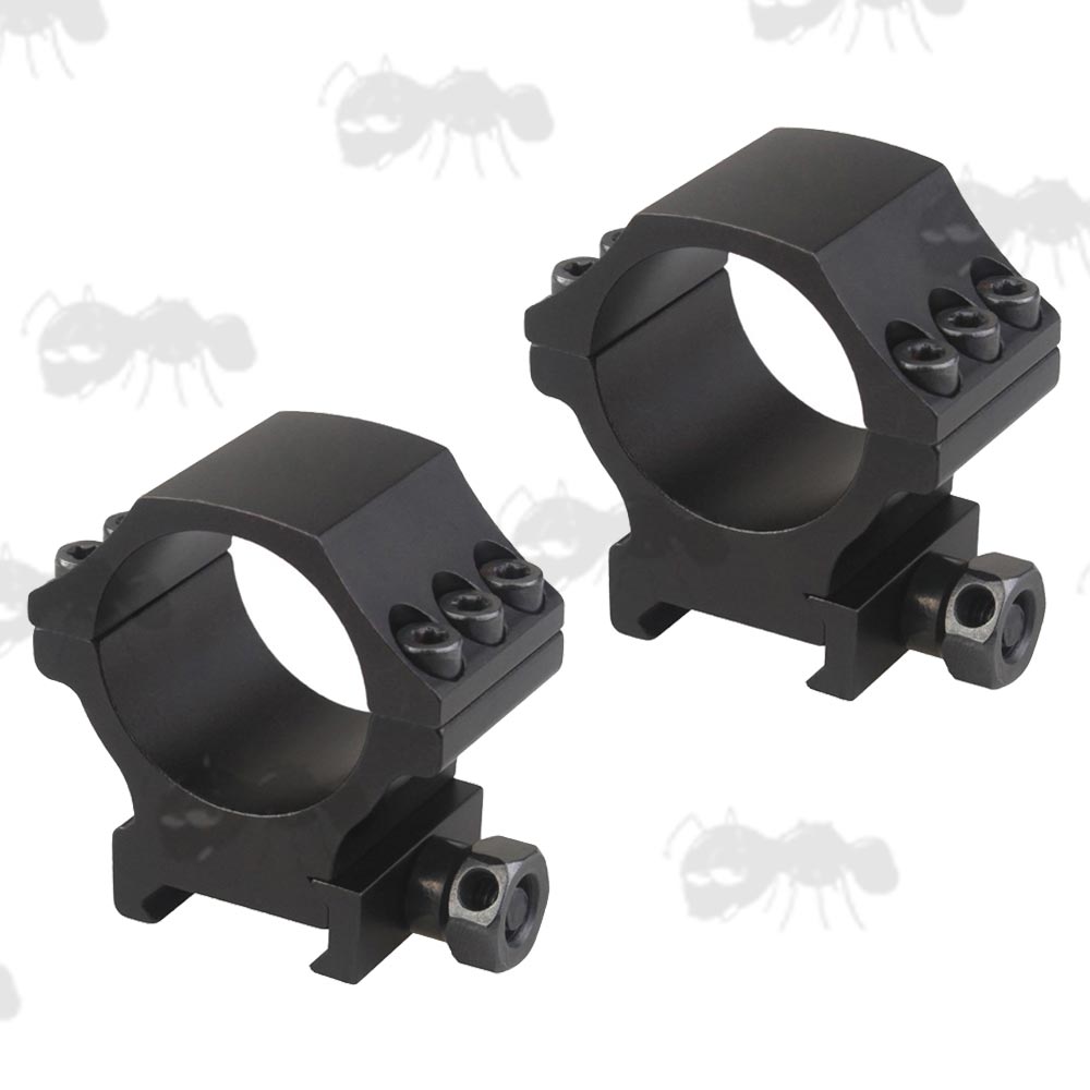 All Black Low-Profile Pair of Tactical X Accu Picatinny 30mm Diameter Scope Rings