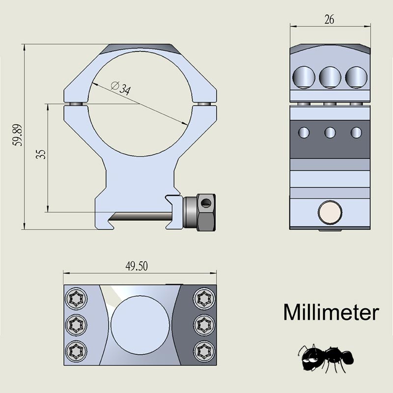 Medium-Profile Pair of Tactical X Accu Picatinny 34mm Diameter Scope Rings