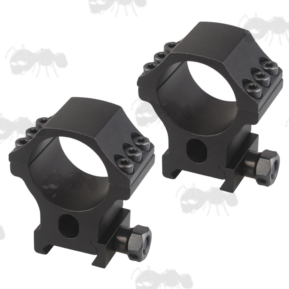 All Black Medium-Profile Pair of Tactical X Accu Picatinny 30mm Diameter Scope Rings