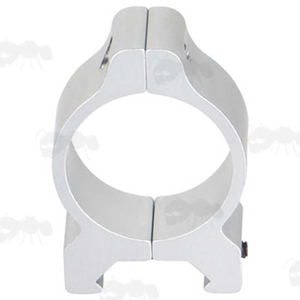 Low-Profile Vertical Split 30mm Scope Ring Mount for Weaver / Picatinny Rails in Silver Anodised Finish