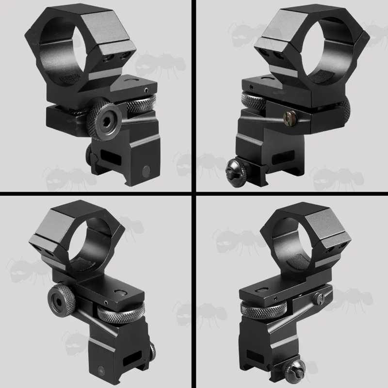 Four Angle Views of The 30mm Laser Illuminator High Profile Mount with Weaver / Picatinny Fitting